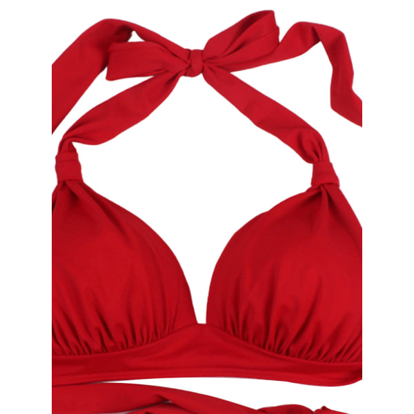 Todelt bikinisæt til kvinder med høj talje badedragt Badetøj Red Dark Blue,XL