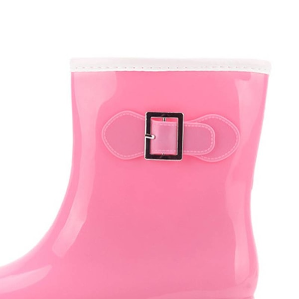 Regnstøvler til kvinder Letvægts ensfarver Mellemhøj gummistøvler Pink 41