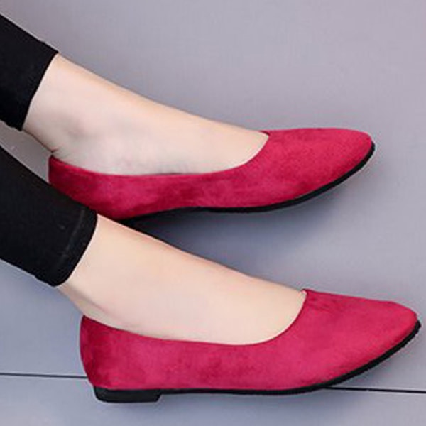 Kvinder Ballet Flats Shoe Casual Comfort Slip On spidstå arbejde Plum Red 40
