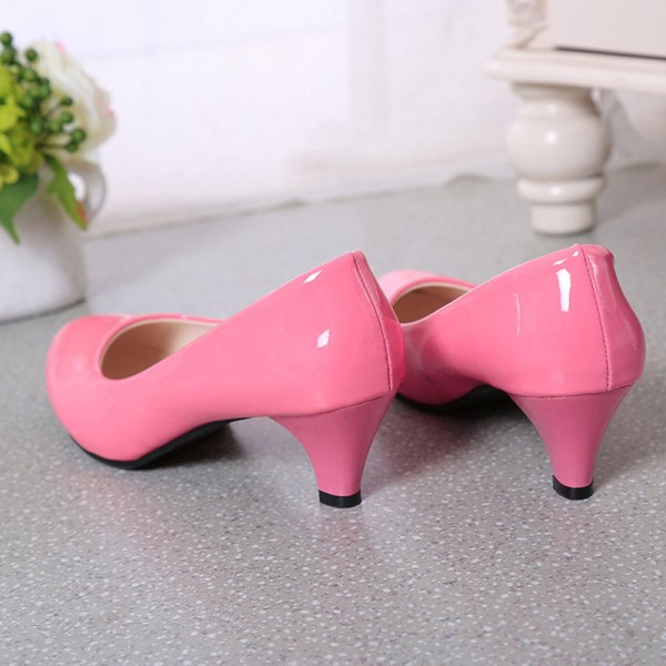 Womens Pointy Toe Dress Sko Mid Heels Pumps Party Ball Office Pink 36