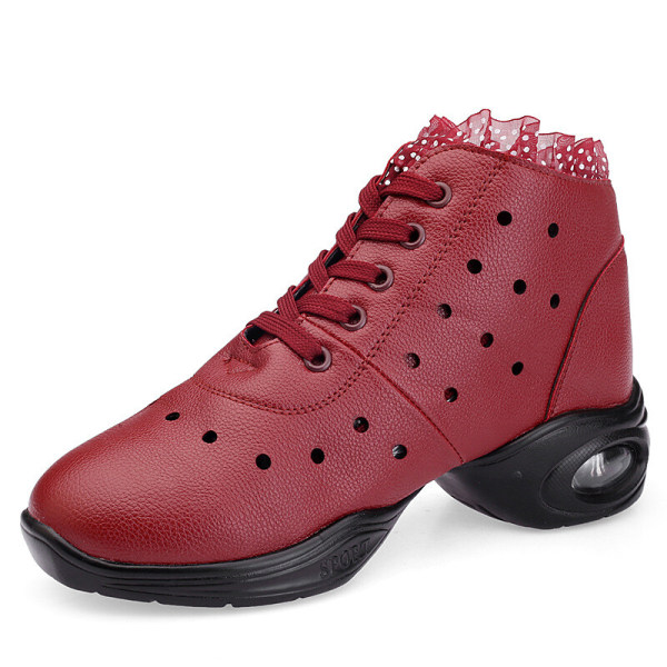 Dam Komfort Jazz Skor Athletic Non Slip Shoe Dancing Sneaker Röd-1 42