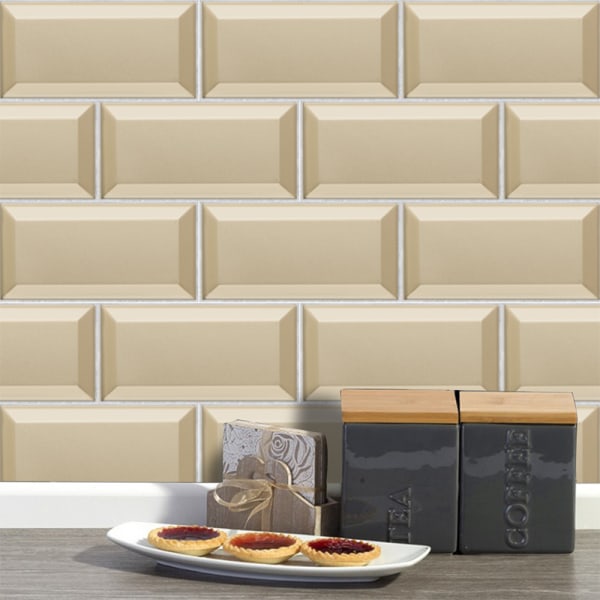 54 st Mosaikklistermärken för kök och badrum Beige Marble,20x10cm