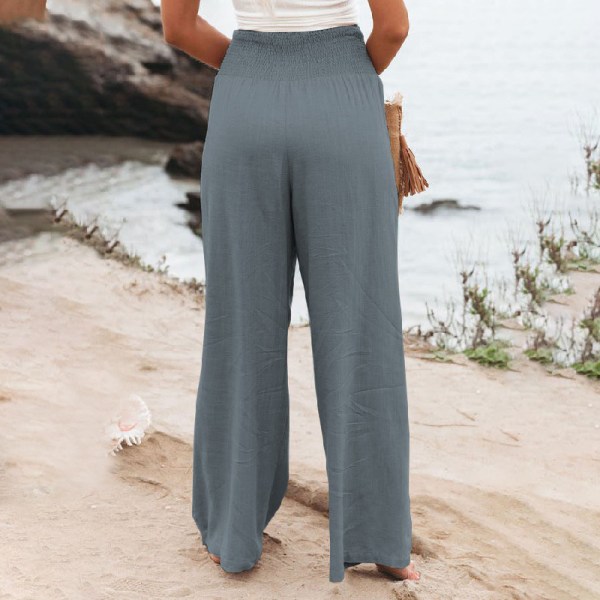 Kvinder Bukser Casual Løs Sommerferie Strand Dagligt Beklædning Light Grey XL