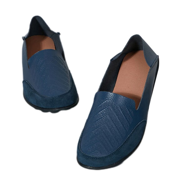 Dam Loafers Slip On Flats Halkfri Walking Comfort Casual Shoe Blå 36