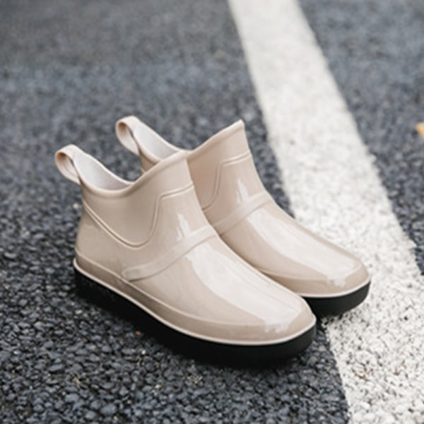 Mænd og kvinders vandtætte runde tå sko regnstøvler skridsikre Khaki 40