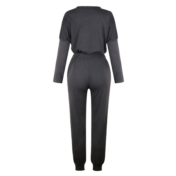 Naisten set pitkähihaiset topit+housut, housut, kotivaatteet Black,XL