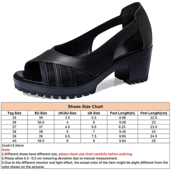 Kvinnors tjocka mellanklackade klänning sandaler Danspumps mamma skor Black 38