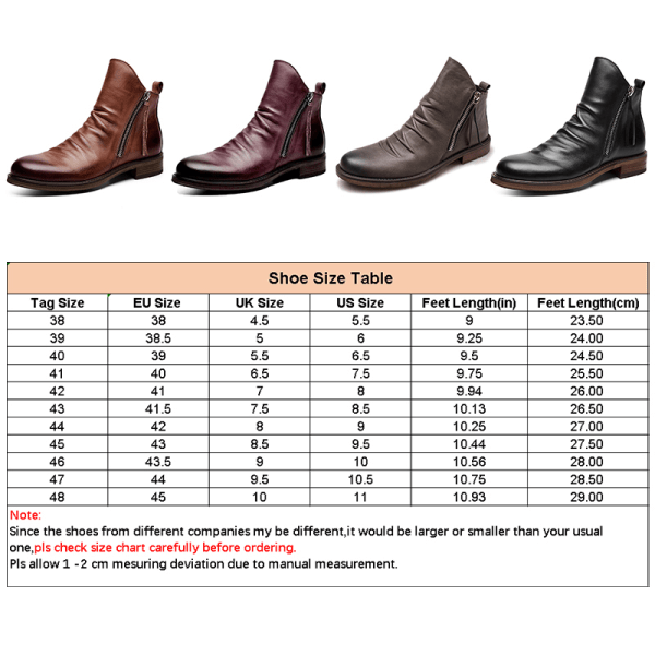 Mens Casual Rund Toe Läder Boot Business Non Slip Dress Boots grå 47