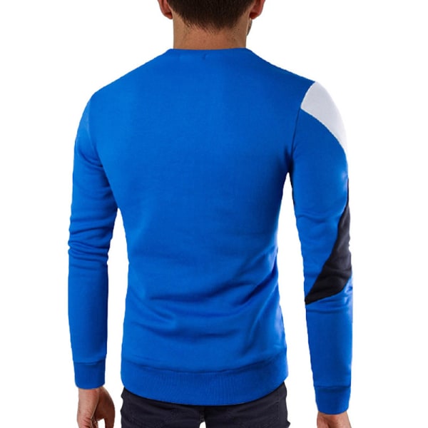 Långärmad Slim Fit Top Casual T-shirt Pullover Sweatshirt för män Blå 4XL