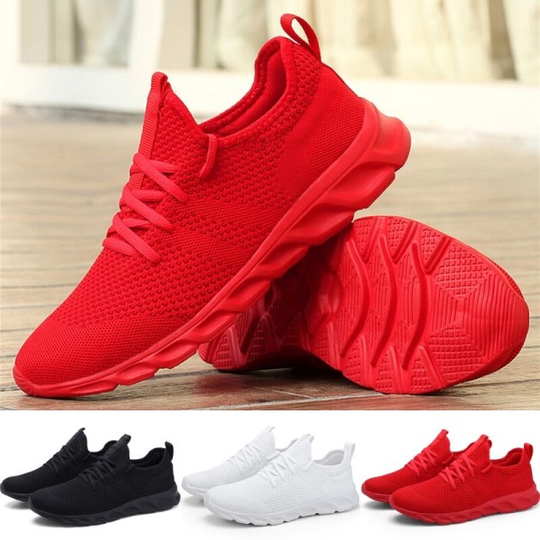 Unisex Solid Color Mesh Sneakers Bekväma Sneakers med mjuk sula Vit 43