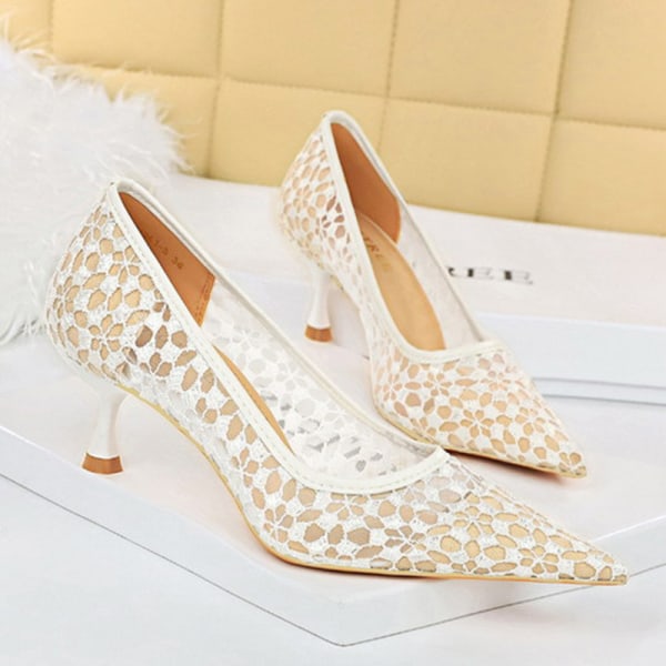 Womens Comfort Kitten Heel Pumps Wedding Pointed Toe Dress Shoe Vit 40