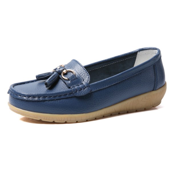 Dam Loafers Flats Slip On Flat Shoes Square Toe Anti Slip Mörkblå 36