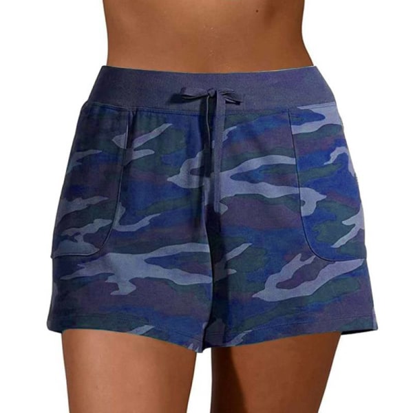 Print för kvinnor Casual Shorts Beach Korta byxor med dragsko Navy Blue,4XL