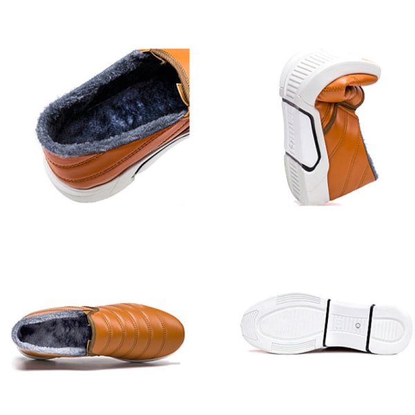 Lätta Sneakers med rund tå för män Andas plyschfodrade plattor Orange 40