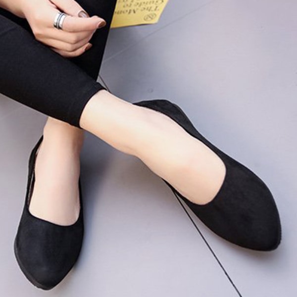 Kvinder Ballet Flats Shoe Casual Comfort Slip On spidstå arbejde Black 37