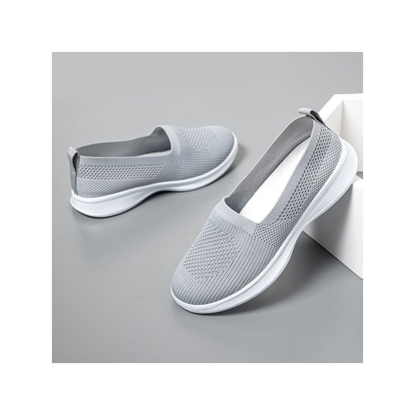 Dam Slip On Sneakers Bekväma Walking Shoes Casual Flats grå 36