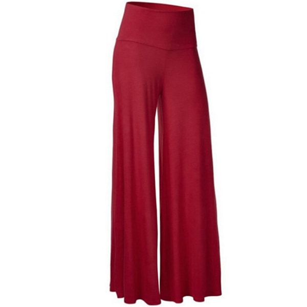Naisten löysät joogahousut korkeavyötäröiset leveät pitkät housut Red,4XL