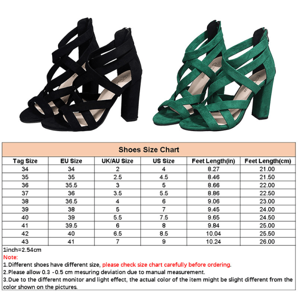 Womens Summer Chunky Heels Mode Sandaler Cross Strap Shoes Green 36