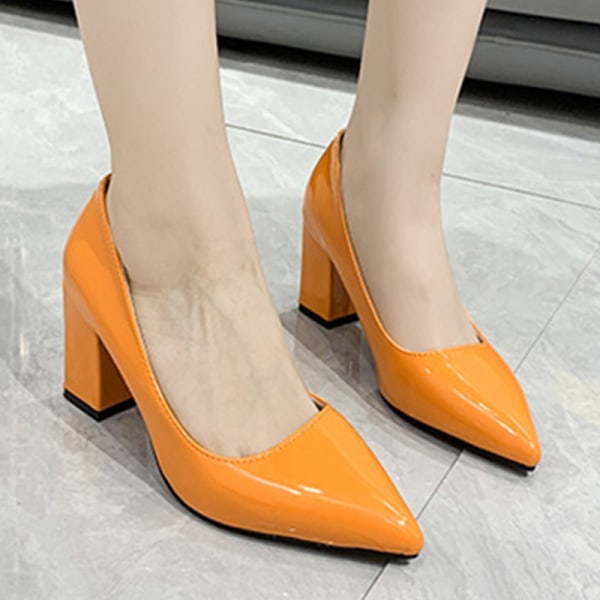 Dam Anti-Slip spetsad klänning Skor Casual Fashion Klackar Orange-1 36
