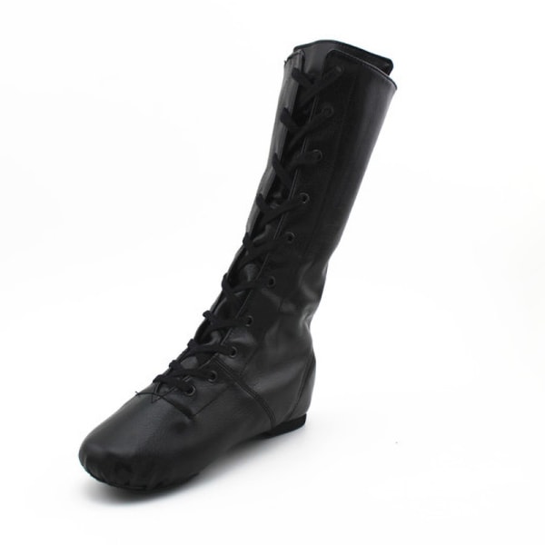 Girl Comfortable Split Sole High Top Jazz Boots Yoga Lättvikt Svart 35