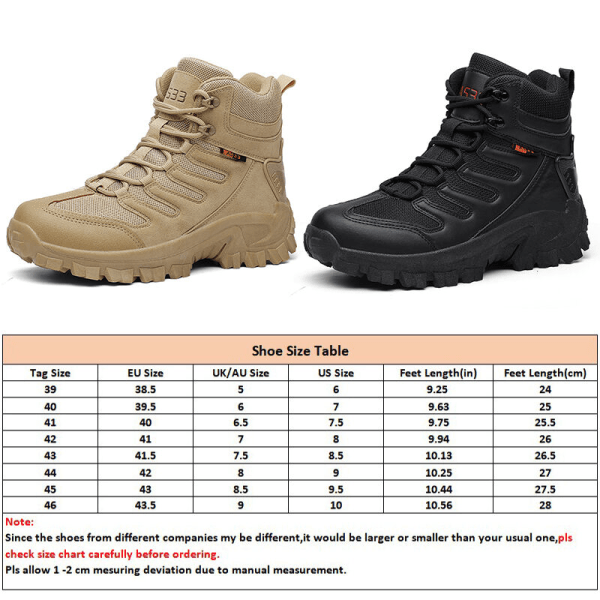 Män rund tå militära taktiska kängor snörning vandringsskor Svart 41