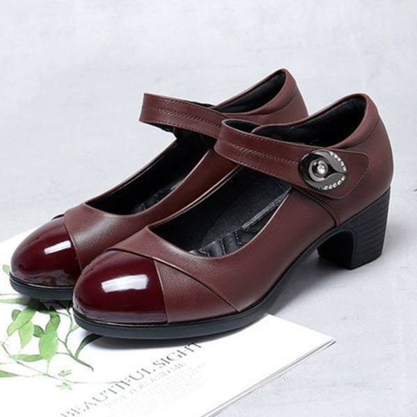 Dame Latin Mary Jane Dance Pumps Mother Shoes Soft Sole Ball Wine Red 35
