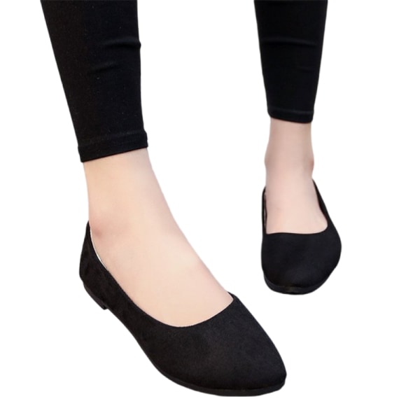 Kvinder Ballet Flats Shoe Casual Comfort Slip On spidstå arbejde Black 41