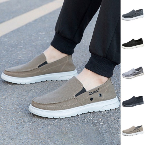 Miesten Slip On Flats Casual kangaskengät Mukavat tennarit Kaffe 42