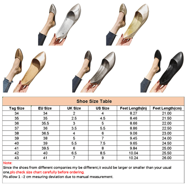 Kvinnors mjuk sula spetsiga tå Flats Comfort Casual Dress Shoe Guld 38