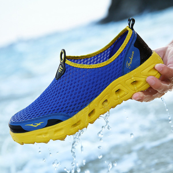 Unisex mesh hengittävä ranta Slip-On Surf Aqua -kengät nopeasti kuivuvat Blå US 12 Men