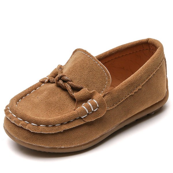 Boys Bownot Mocka Upper Boat Shoes Soft Hollow Out Mockasiner Brun-2 31