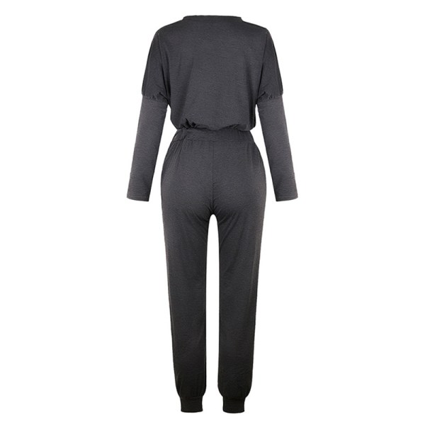 Naisten set pitkähihaiset topit+housut, housut, kotivaatteet Dark Gray,M