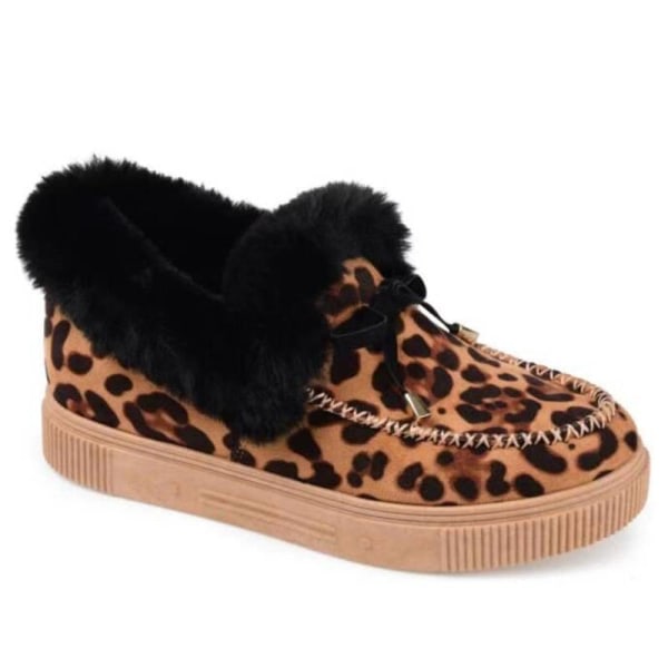 Dam Loafers Plyschfodrade Slip On Winter Warmer Shoes Leopard,35