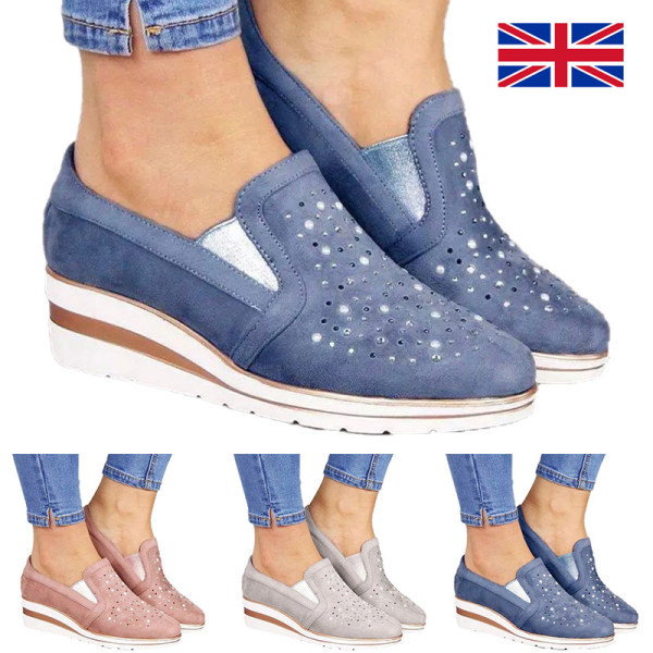 Dam Wedge Sneakers Comfort Slip on Loafers Skor Casual Flats Blå 35 0ca6 |  Blå | PU| Gummi | Fyndiq