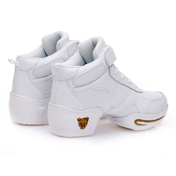 Dam Sneakers med tjocka sulor Jazzskor Dansande Vita mellanklackar White 37