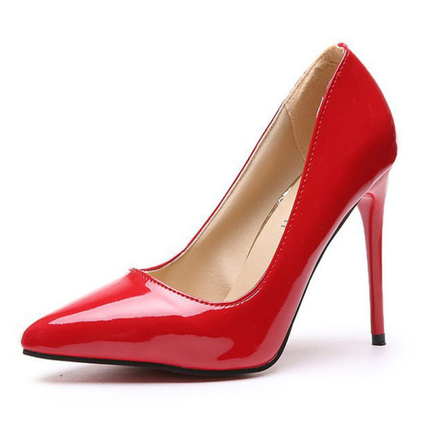 Kvinder spidstå kjole sko høje slanke hæle Pumps Bryllup Red 35