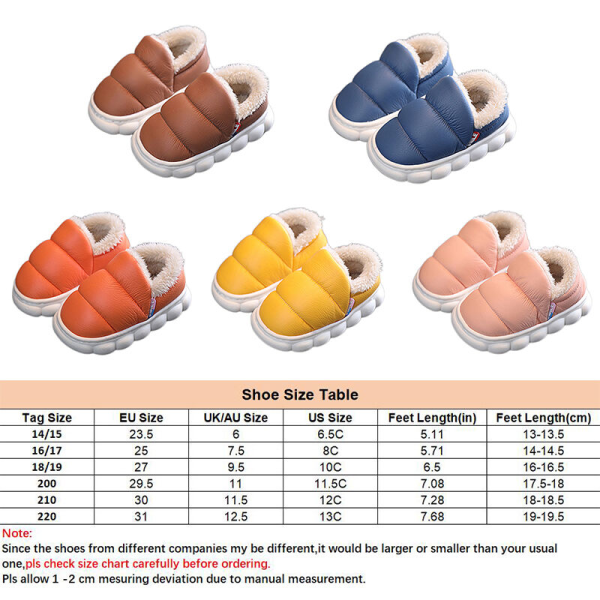 Unisex-barn Stängd Toe Slip On Varma Skor Flats Fuzzy Tofflor Orange 16/17  0411 | Orange | Tyg | Fyndiq