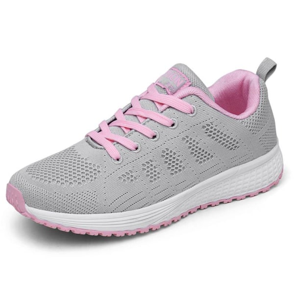 Løbe-sneakers til kvinder, åndbare afslappede atletiksko Gray Pink,36