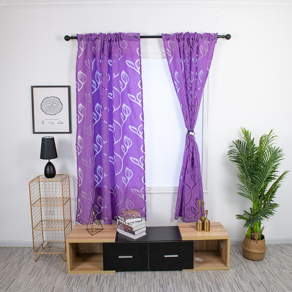 Sovrums gardiner med mjuka ihåliga fönster dämpar ljuset Purple 100x200cm