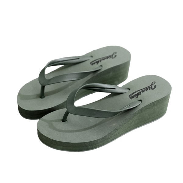 Kvinders flip-flops højhælede sandaler strandtøfler indendørs Simple Green 35