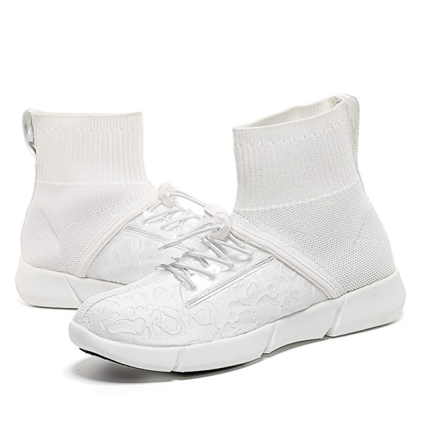 Neutrala lätta sportskor rullskridskor strumpor självlysande skor 35,White (Mid Top)