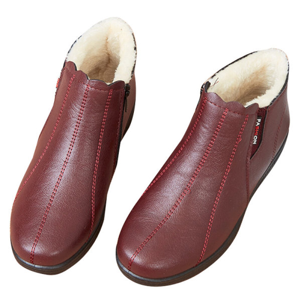Dame støvletter Plys foret vinter varme sko Casual komfort sko claret 35