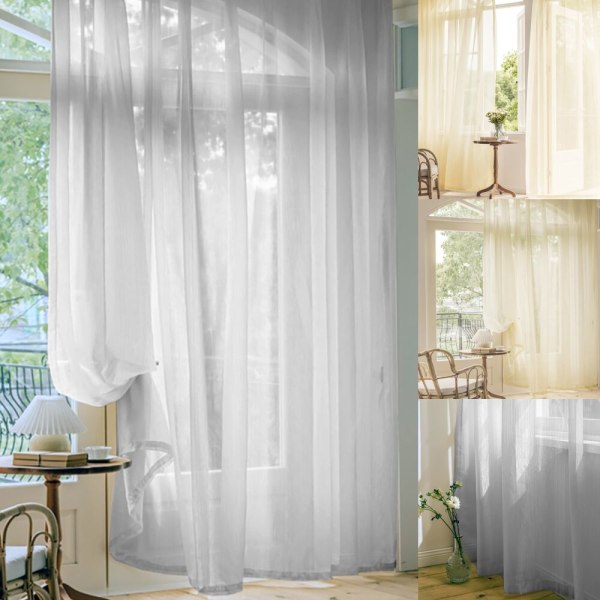 Panelbehandlinger Vintage Shiny Silk Sheer Home Decor Gardiner Light Grey W:52"x H:96"/ 132cm*243cm