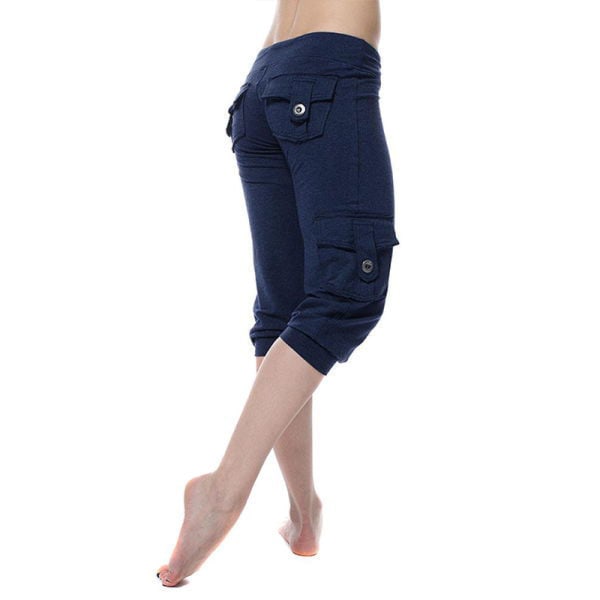 Kvinder Sport Yoga Pant Leggings Pocket High Waist Bukser blue,4XL