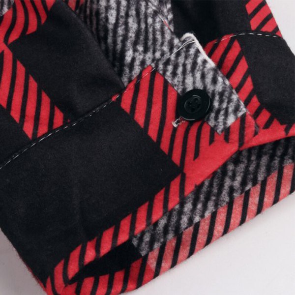 Miesten ruudullinen pitkähihaiset paidat Casual Lapel Streetwear Coat Röd Grå 5XL