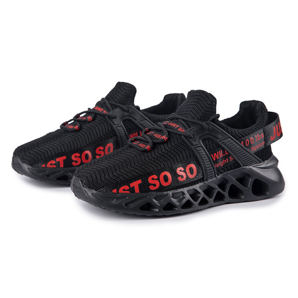 Unisex Athletic Sneakers Sports Løbetræner åndbare sko Black Red,38