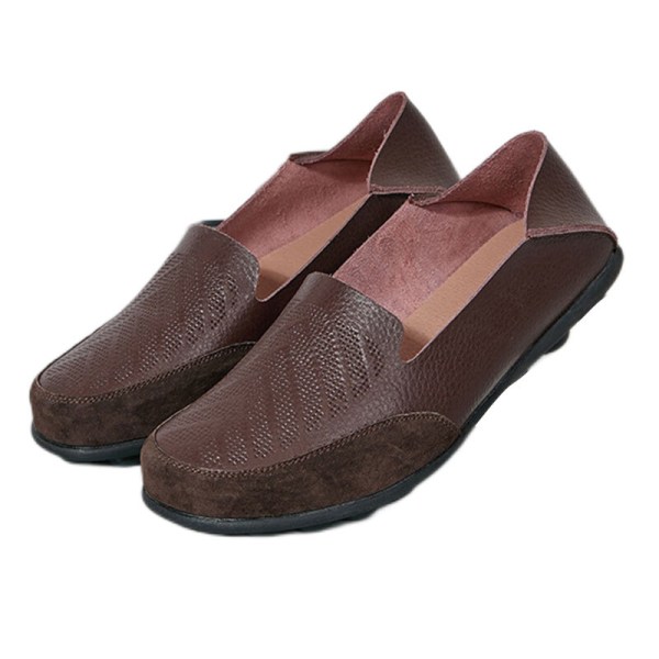 Dam Loafers Slip On Flats Halkfri Walking Comfort Casual Shoe Brun 38