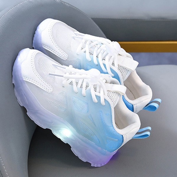 Børne Sneakers Luminous Løbesko Mesh åndbare sneakers Vit blå 24