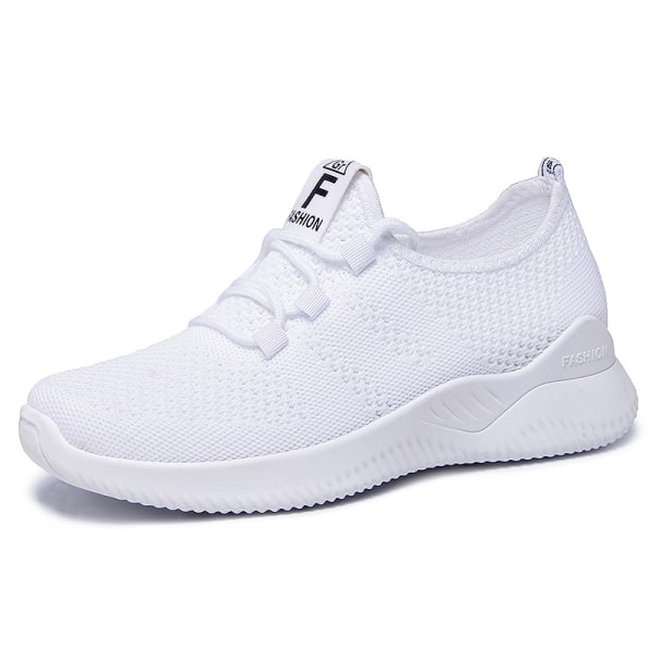 Kvinnors lätta löparskor med mjuk sula i enfärgade sneakers White,38