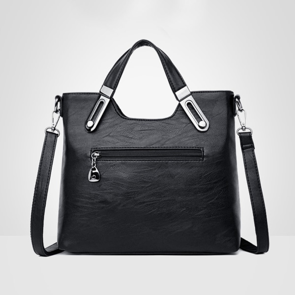 Dame designer ægte læder håndtaske multi lommer pung Svart 30x12x25cm/11.81x4.72x9.84"